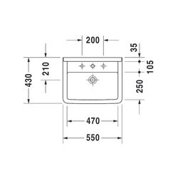 Duravit Starck 3 Waschtisch 430x550x225mm wandhäng., Weiß Hochglanz, Rechteckig, 1 ... DURAVIT-0300550000 4021534222955 (Abb. 1)