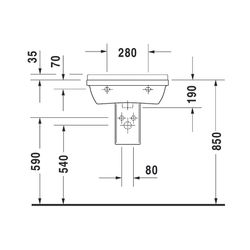 Duravit Starck 3 Waschtisch 430x550x225mm wandhäng., Weiß Hochglanz, Rechteckig, 1 ... DURAVIT-0300550000 4021534222955 (Abb. 1)