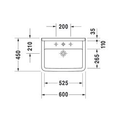 Duravit Starck 3 Waschtisch 450x600x225mm wandhäng., Weiß Hochglanz, Rechteckig, 1 ... DURAVIT-0300600000 4021534222825 (Abb. 1)