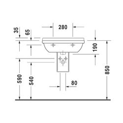 Duravit Starck 3 Waschtisch 450x600x225mm wandhäng., Weiß Hochglanz, Rechteckig, 1 ... DURAVIT-0300600000 4021534222825 (Abb. 1)