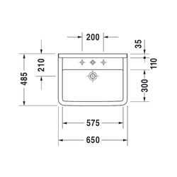 Duravit Starck 3 Waschtisch 485x650x235mm wandhäng., Weiß Hochglanz, Rechteckig, 1 ... DURAVIT-0300650000 4021534222788 (Abb. 1)