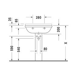 Duravit Starck 3 Waschtisch 485x650x235mm wandhäng., Weiß Hochglanz, Rechteckig, 1 ... DURAVIT-0300650000 4021534222788 (Abb. 1)