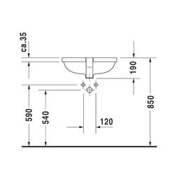 Duravit Starck 3 Einbauwaschtisch 400x525x190mm, Weiß Hochglanz, WonderGliss, mit ... DURAVIT-03024900001 4021534223341 (Abb. 1)