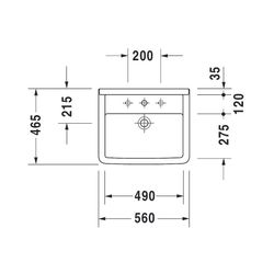 Duravit Starck 3 Einbauwaschtisch 465x560x230mm, Weiß Hochglanz, mit HLB/Überlauf, ... DURAVIT-0302560000 4021534223297 (Abb. 1)
