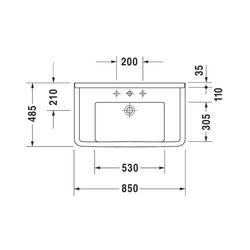 Duravit Starck 3 Waschtisch 485x850x225mm, WonderGliss, Weiß Hochglanz, Rechteckig... DURAVIT-03048000001 4021534223488 (Abb. 1)