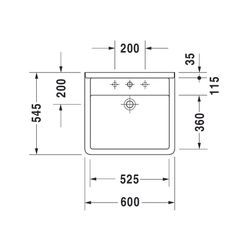 Duravit Starck 3 Waschtisch 545x600x200mm wandh. Weiß Hochglanz, Rechteckig, Wonde... DURAVIT-03096000001 4021534318238 (Abb. 1)