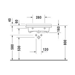 Duravit Starck 3 Waschtisch 545x600x200mm wandh. Weiß Hochglanz, Rechteckig, Wonde... DURAVIT-03096000001 4021534318238 (Abb. 1)