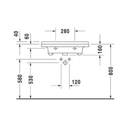 Duravit Starck 3 Waschtisch 545x700x200mm wandh. Weiß Hochglanz, Rechteckig, Wonde... DURAVIT-03097000001 4021534258299 (Abb. 1)