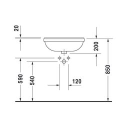 Duravit Starck 3 Halbeinbauwaschtisch 460x550x220mm, Weiß Hochglanz, 1 HL, mit Über... DURAVIT-0310550000 4021534258343 (Abb. 1)