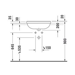 Duravit Starck 3 Halbeinbauwaschtisch 460x550x220mm, Weiß Hochglanz, 1 HL, mit Über... DURAVIT-0310550000 4021534258343 (Abb. 1)