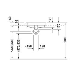 Duravit Vero Einbauwaschtisch 465x500x170mm, Weiß Hochglanz, mit HLB/Überlauf, 1 HL... DURAVIT-0315500000 4021534894589 (Abb. 1)