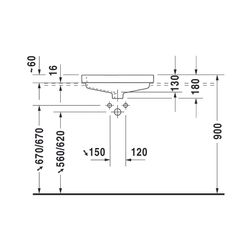 Duravit Vero Einbauwaschtisch 465x550x180mm, Weiß Hochglanz, WonderGliss, 1 HL, mi... DURAVIT-03155500001 4021534484421 (Abb. 1)