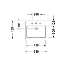 Duravit Vero Einbauwaschtisch 465x550x180mm, Weiß Hochglanz, WonderGliss, 1 HL, mi... DURAVIT-03155500001 4021534484421 (Abb. 1)