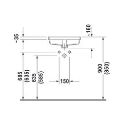 Duravit Vero Einbauwaschtisch 315x465x160mm, Weiß Hochglanz, WonderGliss, ohne HLB... DURAVIT-03304300001 4021534812620 (Abb. 1)