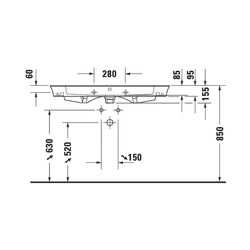 Duravit White Tulip Waschtisch 490x1055x155mm, WonderGliss, Weiß Hochglanz, Rechte... DURAVIT-23631000601 4053424980072 (Abb. 1)