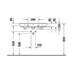 Duravit White Tulip Waschtisch 490x750x155mm, WonderGliss, Weiß Hochglanz, Rechtec... DURAVIT-23637500601 4053424913629 (Abb. 1)