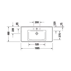 Duravit D-Neo Waschtisch 480x1005x160mm wandhäng., Weiß Hochglanz, Rechteckig, 1 Wa... DURAVIT-2367100000 4063382016096 (Abb. 1)