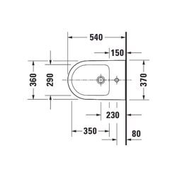 Duravit D-Neo Wandbidet 540x360x400mm, Weiß Hochglanz, mit HLB, 1 HL, mit Überlauf... DURAVIT-2295150000 4063382017246 (Abb. 1)