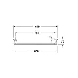 Duravit Starck T Handtuchhalter 73x610x50mm, Edelstahl gebürstet, Messing, 1 Arm, m... DURAVIT-0099427000 4067116087413 (Abb. 1)