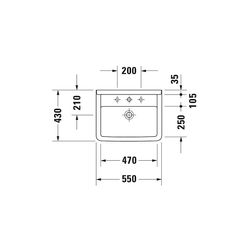 Duravit Starck 3 Waschtisch 430x550x225mm wandhäng., Weiß Hochglanz, Rechteckig, 1 ... DURAVIT-0300550000 4021534222955 (Abb. 1)