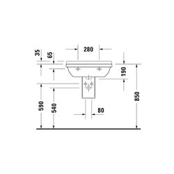 Duravit Starck 3 Waschtisch 450x600x225mm wandhäng., Weiß Hochglanz, Rechteckig, 1 ... DURAVIT-0300600000 4021534222825 (Abb. 1)