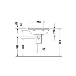 Duravit Starck 3 Waschtisch 485x650x235mm wandhäng., Weiß Hochglanz, Rechteckig, 1 ... DURAVIT-0300650000 4021534222788 (Abb. 1)
