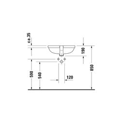 Duravit Starck 3 Einbauwaschtisch 400x525x190mm, Weiß Hochglanz, WonderGliss, mit ... DURAVIT-03024900001 4021534223341 (Abb. 1)