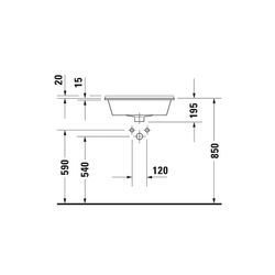 Duravit Starck 3 Einbauwaschtisch 465x560x230mm, Weiß Hochglanz, mit HLB/Überlauf, ... DURAVIT-0302560000 4021534223297 (Abb. 1)