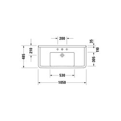 Duravit Starck 3 Waschtisch 485x1050x225mm, WonderGliss, Weiß Hochglanz, Rechtecki... DURAVIT-03041000001 4021534223440 (Abb. 1)
