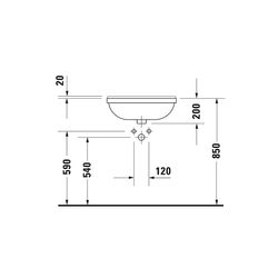 Duravit Starck 3 Halbeinbauwaschtisch 460x550x220mm, Weiß Hochglanz, 1 HL, mit Über... DURAVIT-0310550000 4021534258343 (Abb. 1)