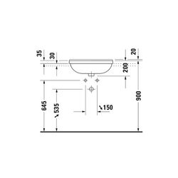 Duravit Starck 3 Halbeinbauwaschtisch 460x550x220mm, Weiß Hochglanz, 1 HL, mit Über... DURAVIT-0310550000 4021534258343 (Abb. 1)