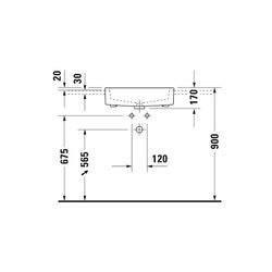 Duravit Vero Halbeinbauwaschtisch 470x550x170mm, Weiß Hochglanz, 1 HL, mit Überlauf... DURAVIT-0314550000 4021534484452 (Abb. 1)