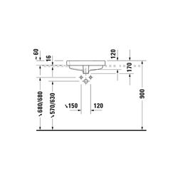 Duravit Vero Einbauwaschtisch 465x500x170mm, Weiß Hochglanz, mit HLB/Überlauf, 1 HL... DURAVIT-0315500000 4021534894589 (Abb. 1)
