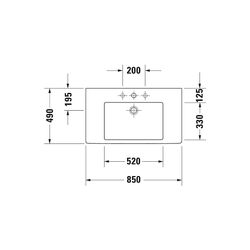 Duravit Vero Waschtisch 490x850x170mm, Weiß Hochglanz, Rechteckig, 1 Waschplatz/HL ... DURAVIT-0329850000 4021534317415 (Abb. 1)