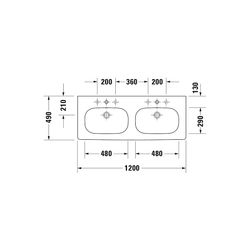 Duravit D-Code Doppelwaschtisch 490x1200x180mm, Weiß Hochglanz, Rechteckig, 2Wasch... DURAVIT-03481200002 4021534853357 (Abb. 1)