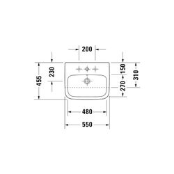 Duravit DuraStyle Halbeinbauwaschtisch 455x550x170mm, Weiß Hochglanz, 1 HL, mit Übe... DURAVIT-0375550000 4021534894190 (Abb. 1)