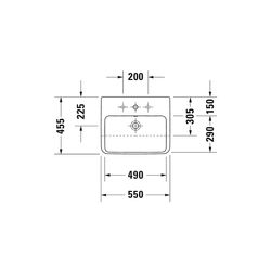 Duravit ME by Starck Halbeinbauwaschtisch 455x550x180mm, Weiß Hochglanz, 1 HL, mit ... DURAVIT-0378550000 4053424020624 (Abb. 1)