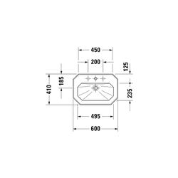 Duravit Serie 1930 Waschtisch 410x600x200mm wandh. Weiß Hochglanz, Oktogonal, Wond... DURAVIT-04386000001 4021534186509 (Abb. 1)