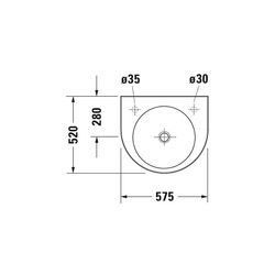 Duravit Architec Waschtisch 520x575x150mm wandhäng., Weiß Hochglanz, Halbrund, 1 Wa... DURAVIT-0449580000 4021534084836 (Abb. 1)