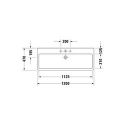 Duravit Vero Waschtisch 470x1200x175mm mit HLB Aufsatz, Weiß Hochglanz, Rechteckig,... DURAVIT-0454120026 4021534582912 (Abb. 1)