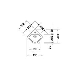 Duravit Starck 3 Eck-Handwaschbecken 380x430x160mm, Weiß Hochglanz, WonderGliss, Q... DURAVIT-07524400001 4021534223600 (Abb. 1)