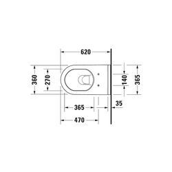 Duravit Starck 3 Wand-WC 620x365x380mm, Weiß Hochglanz, 6l, Tiefspüler, geschlossen... DURAVIT-2226090000 4021534589195 (Abb. 1)