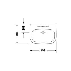 Duravit D-Code Waschtisch 500x650x180mm wandhäng., Weiß Hochglanz, Halbrund, 1 WP m... DURAVIT-2310650000 4021534344046 (Abb. 1)