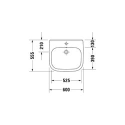 Duravit D-Code Waschtisch 555x600x155mm wandhäng., Weiß Hochglanz, Rechteckig, 1 Wa... DURAVIT-2312600000 4021534686504 (Abb. 1)