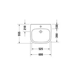 Duravit D-Code Waschtisch 555x600x155mm wandhäng., Weiß Hochglanz, Rechteckig, 1 Wa... DURAVIT-2313600000 4021534686528 (Abb. 1)