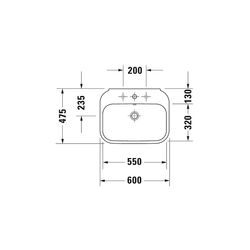 Duravit Happy D.2 Waschtisch 475x600x175mm wandhängend Weiß Hochglanz, Rechteckig,... DURAVIT-23166000001 4021534848797 (Abb. 1)