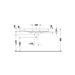 Duravit Happy D.2 Waschtisch 505x1000x170mm, WonderGliss, Weiß Hochglanz, Rechteck... DURAVIT-23181000271 4021534861376 (Abb. 1)