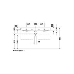Duravit Happy D.2 Waschtisch 505x1200x170mm, WonderGliss, Weiß Hochglanz, Rechteck... DURAVIT-23181200261 4021534954764 (Abb. 1)