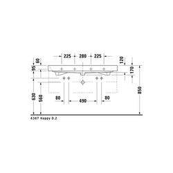 Duravit Happy D.2 Waschtisch 505x1200x170mm, WonderGliss, Weiß Hochglanz, Rechteck... DURAVIT-23181200261 4021534954764 (Abb. 1)