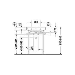 Duravit Happy D.2 Metallkonsole 491x573x750-800mm variabel, Chrom poliert, bodenste... DURAVIT-0030281000 4053424175782 (Abb. 1)